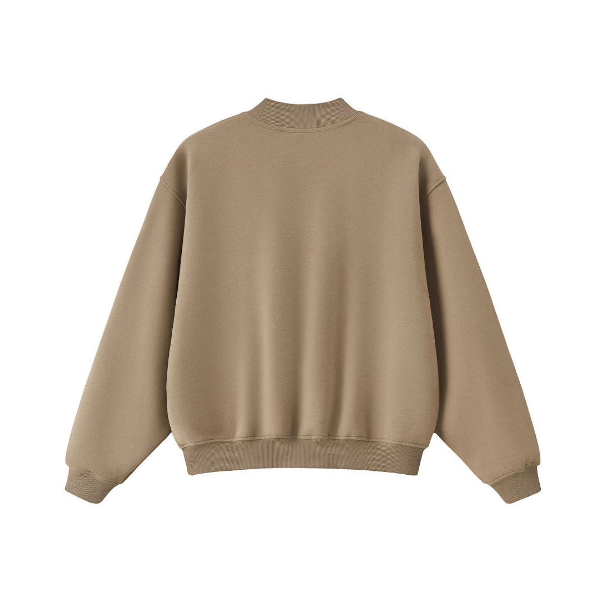Heavyweight Fleece‑Lined Boxy Mock Neck Old‑Money Sweatshirt