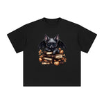 Halloween Book & Bat Graphic Tee-INNBLAC Fashion Apparel