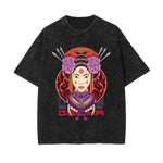 Japanese Geisha Stone Wash Graphic Tee-INNBLAC Fashion Apparel