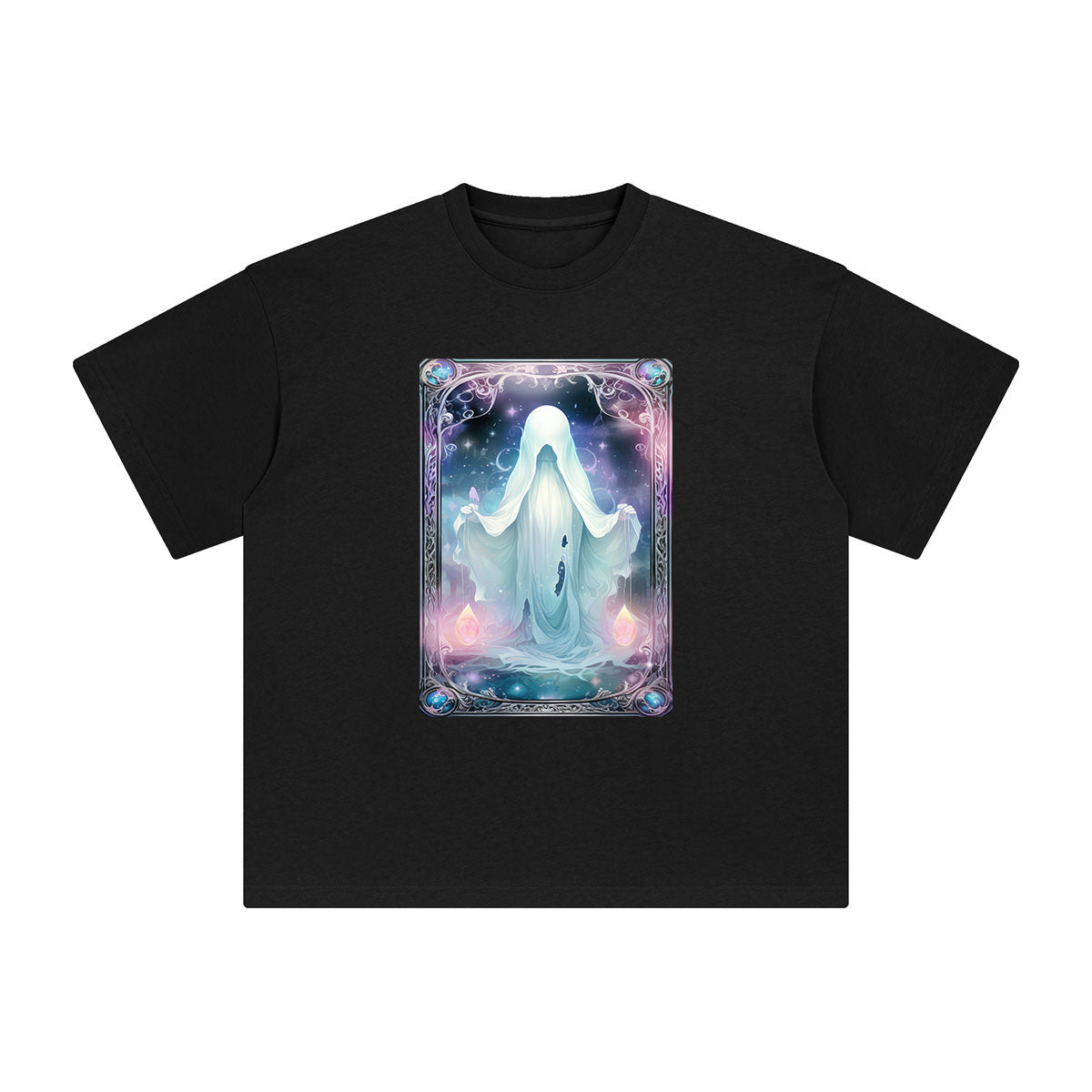 Galaxy Ghost Card Graphic Tee-INNBLAC Fashion Apparel