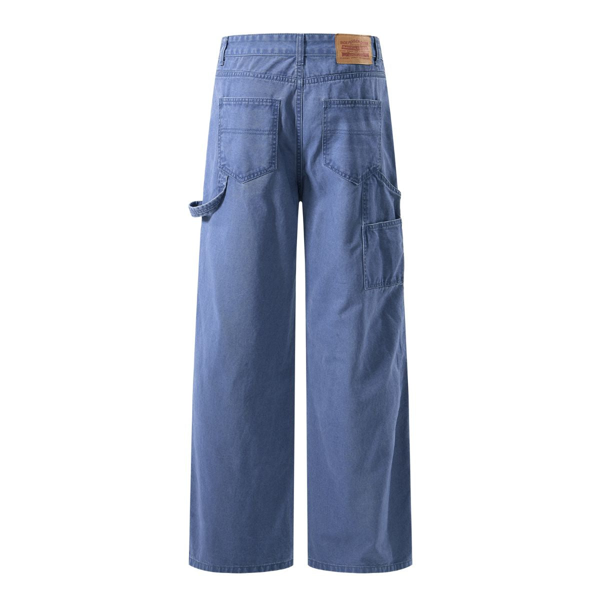 Vintage Washed Faded French‑Blue Wide‑Leg Pants