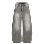 Men's Washed Vintage Curved Denim Loose Wide Leg Street Pants