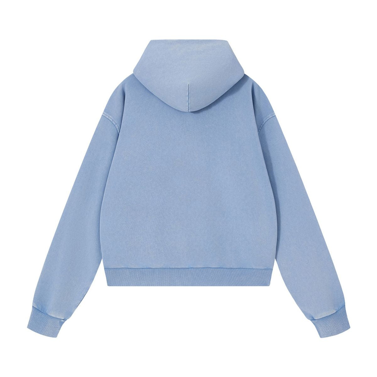 French Terry Washed Distressed Double‑Zip Hoodie