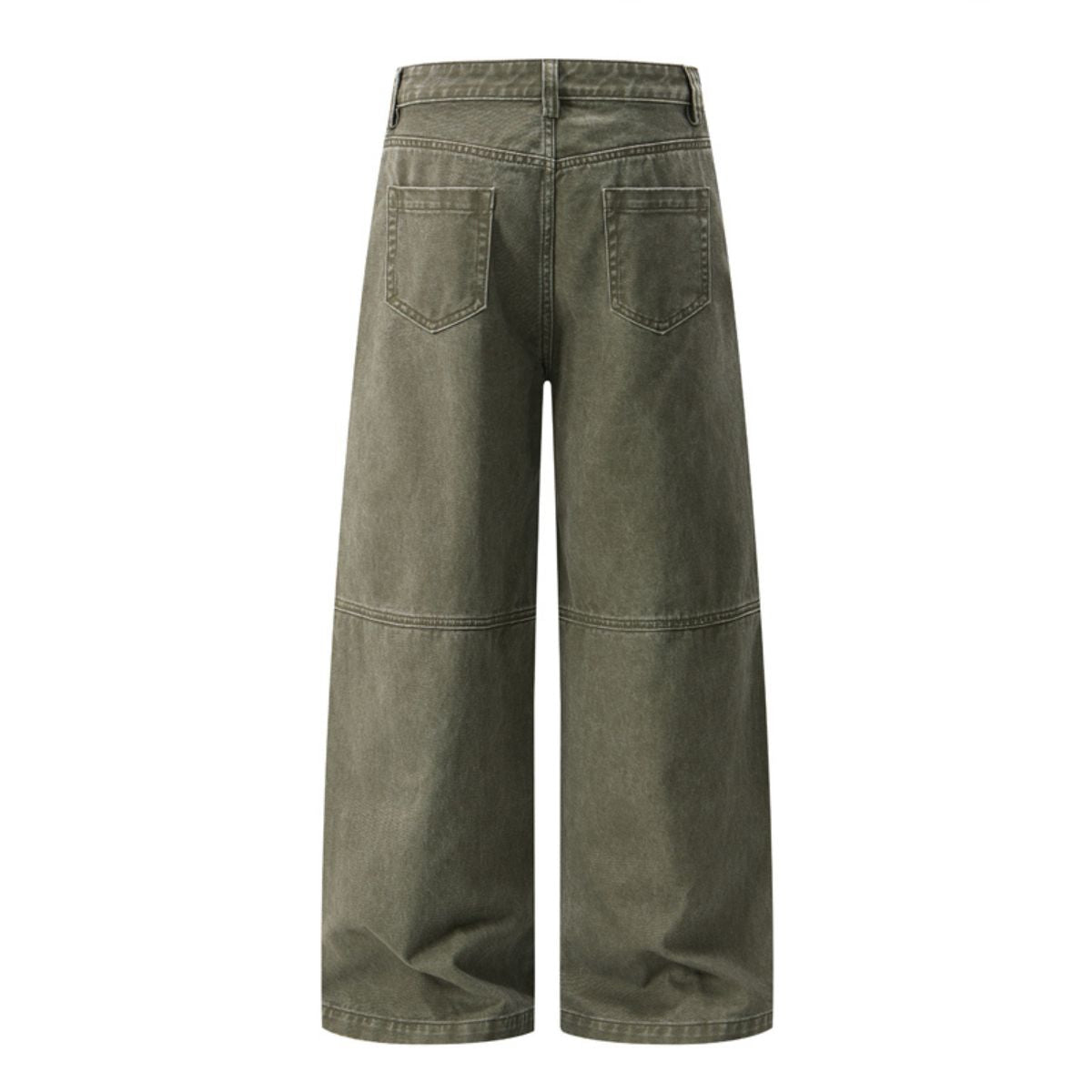 Vintage Washed Seam‑Detail Wide Leg Trousers