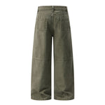 Vintage Washed Seam‑Detail Wide Leg Trousers