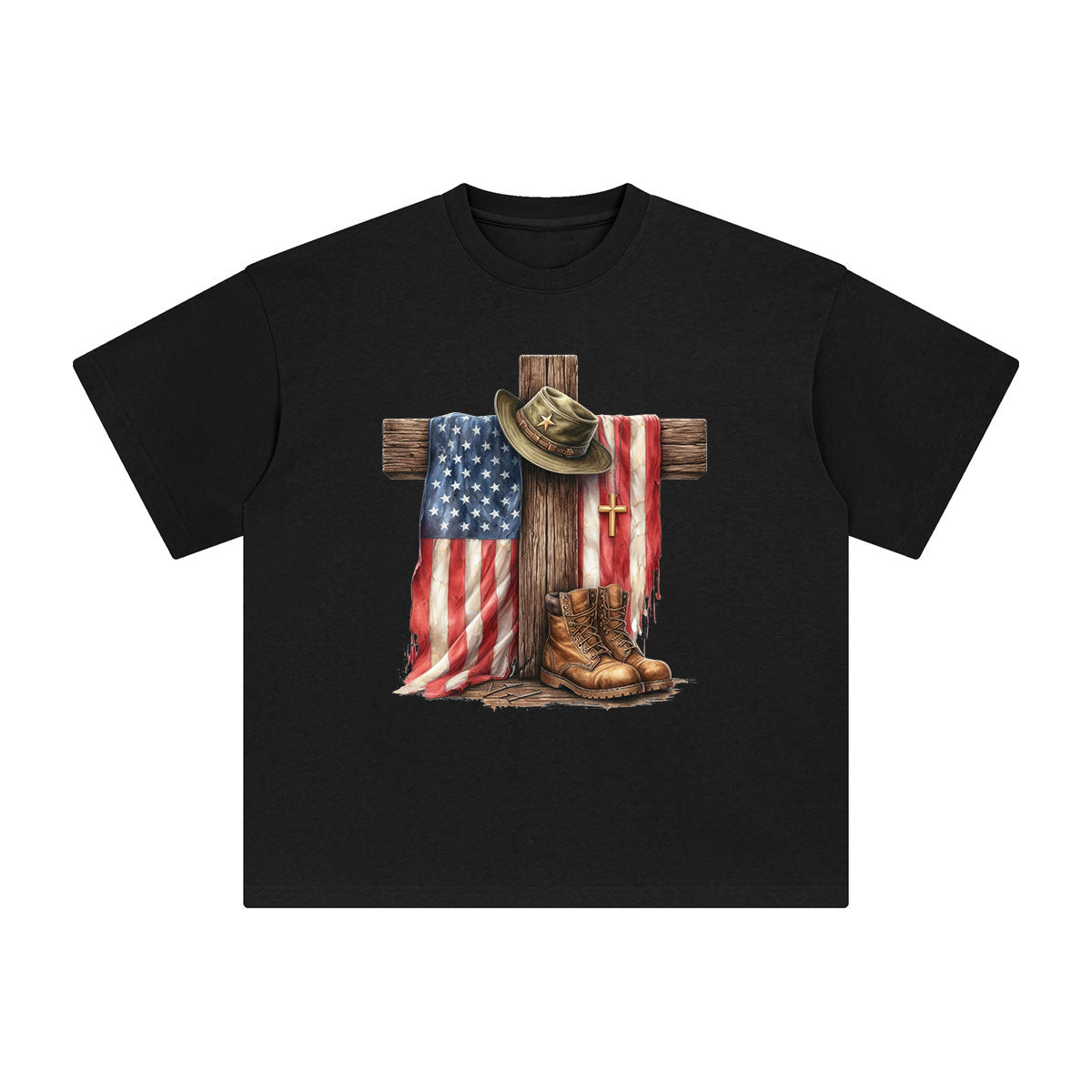 Memorial Day Cross Graphic Tee-INNBLAC Fashion Apparel