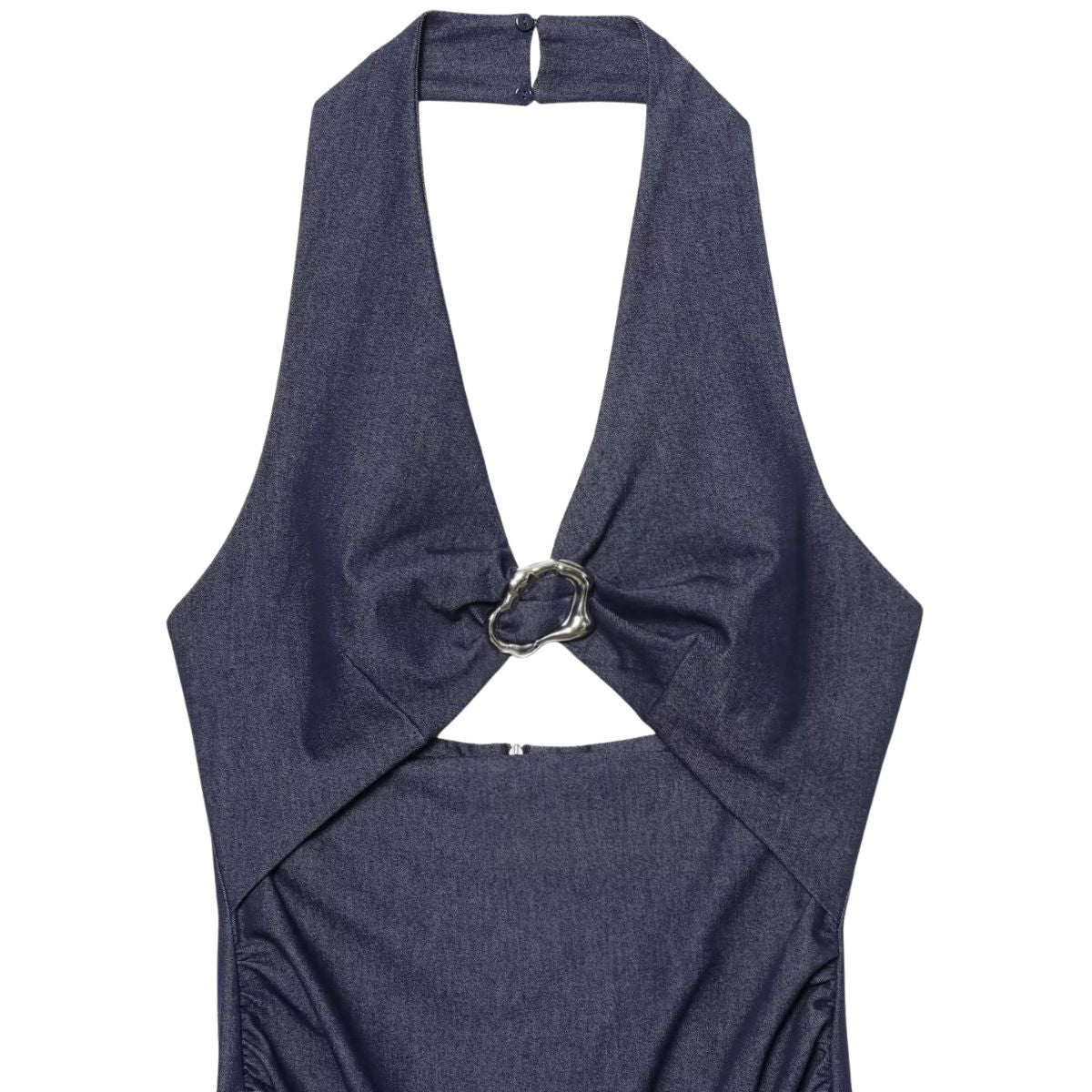 Falda vaquera con bordado de perlas y lavado vintage