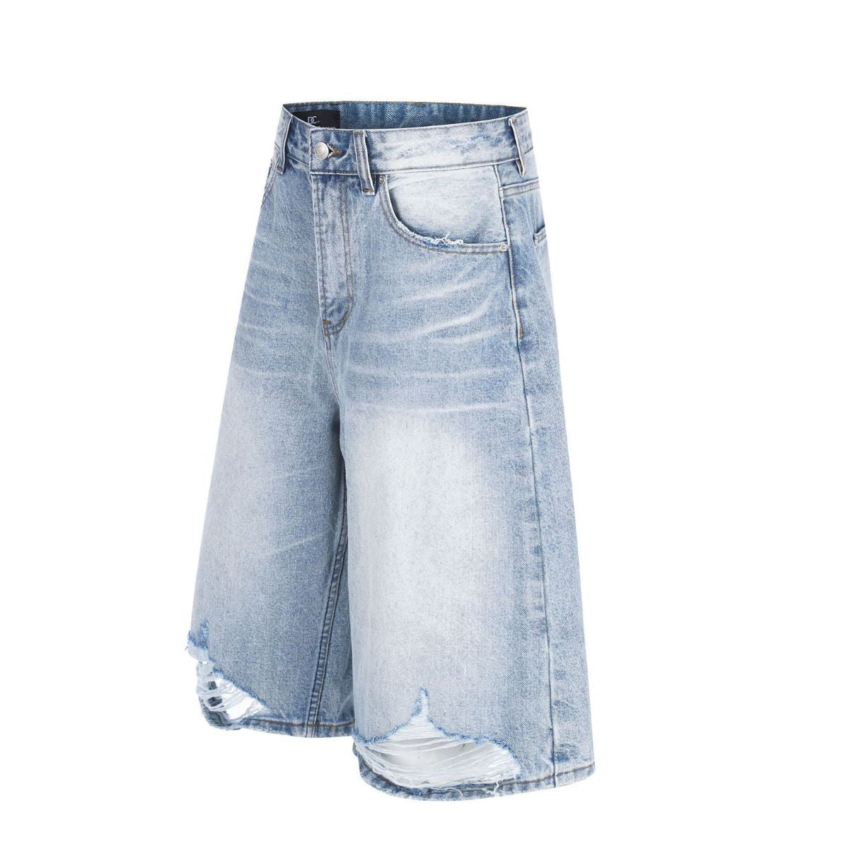 Vintage Distressed Relaxed Denim Bermuda Shorts