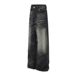 Gradient Cat Whisker Heavy-Wash Baggy Wide-Leg Jeans