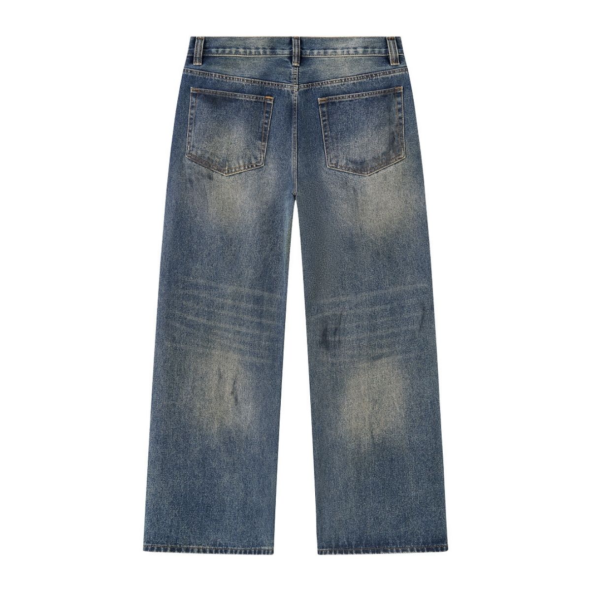 Vintage Washed Dirty Yellow Mud Wide Leg Jeans