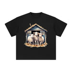 Three Sheep In Small House Graphic Tee-INNBLAC Fashion Apparel