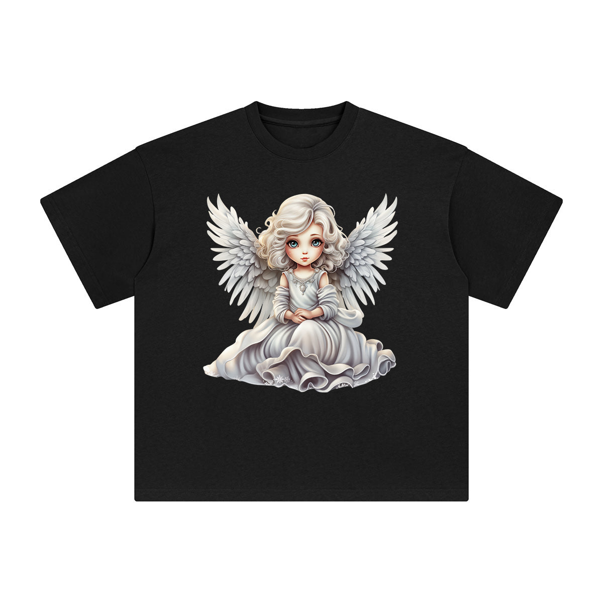 Silver Christmas Angel Graphic Tee-INNBLAC Fashion Apparel