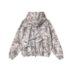 Double-Slider Zipper Branch Camouflage Fleece Hoodie