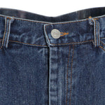 Tapered Front-Slit Denim Midi Skirt