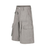 Cotton Multi-Pocket Utility Bermuda Cargo Shorts