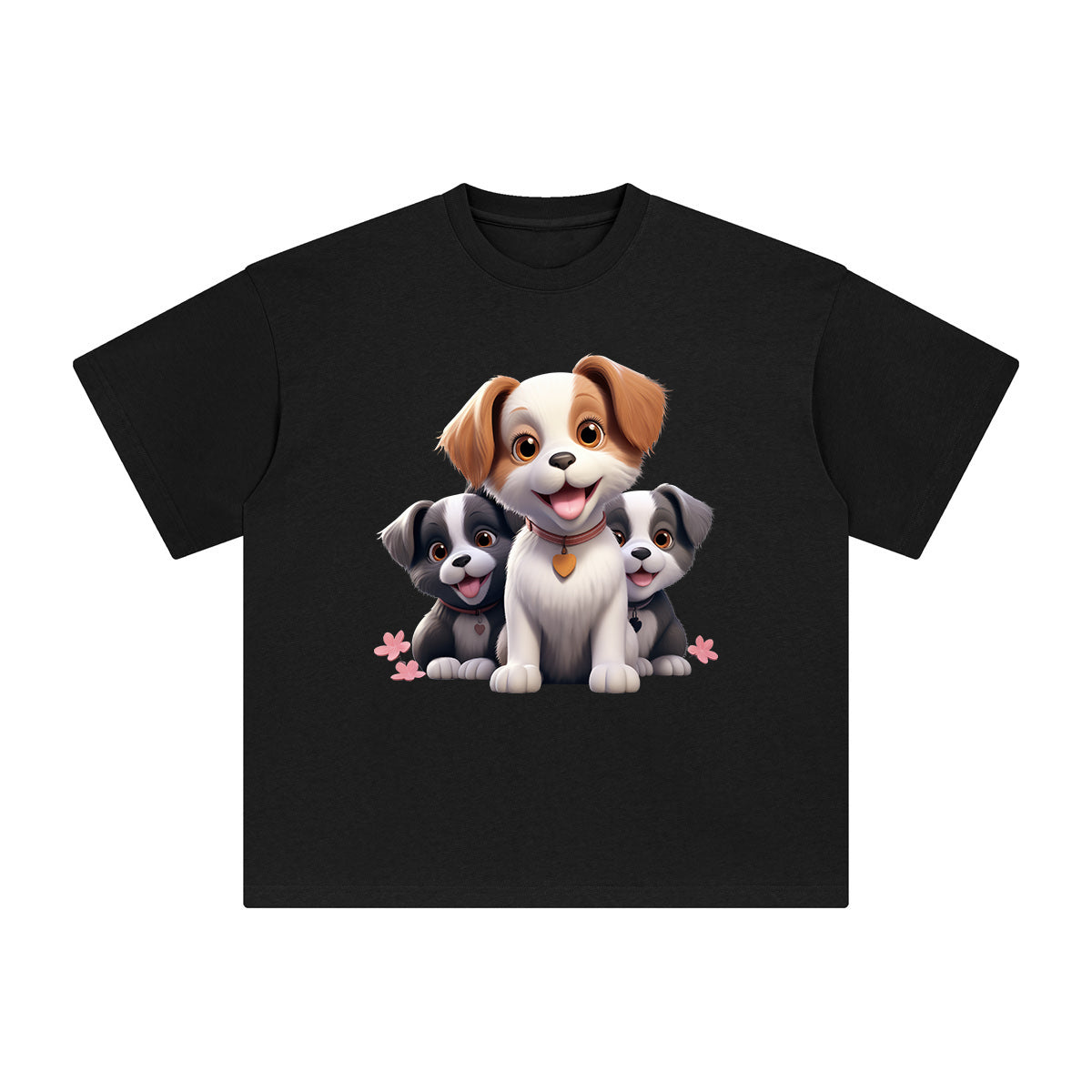 Happy 3D Puppies Graphic Tee-INNBLAC Fashion Apparel