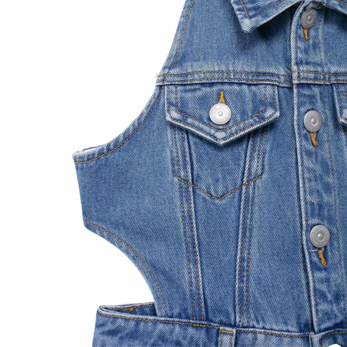 Falda vaquera con bordado de perlas y lavado vintage