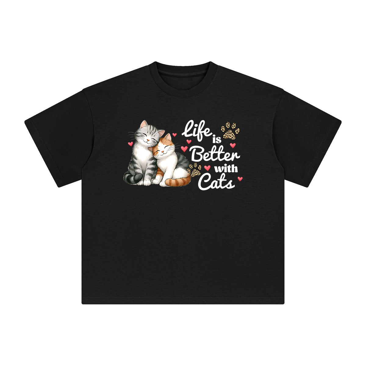 Life Is Better With Cats Graphic Tee-INNBLAC Fashion Apparel