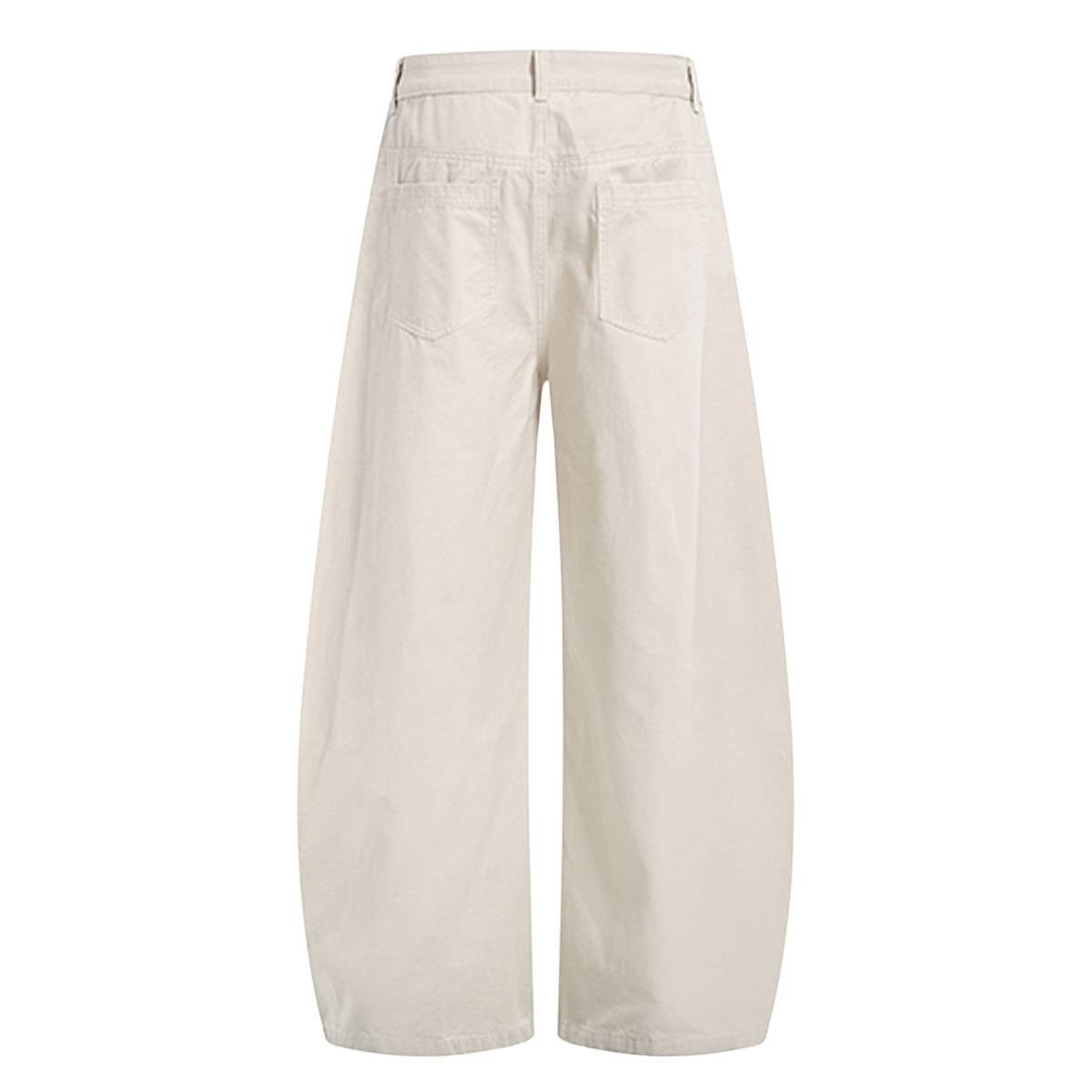 Pantalones de algodón con pierna ancha y color liso