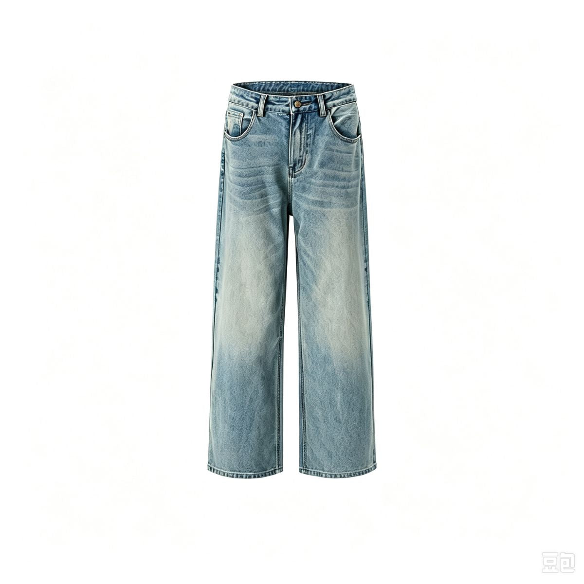 Mud Washed Vintage Washed Straight Leg Jeans