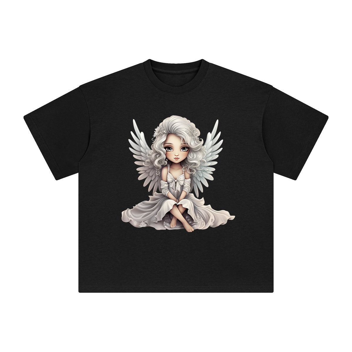 Silver Christmas Angel Graphic Tee-INNBLAC Fashion Apparel