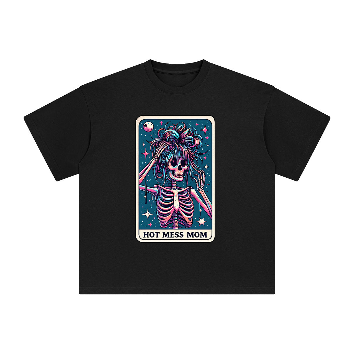 Hot Mess Mom Comic Graphic Tee-INNBLAC Fashion Apparel