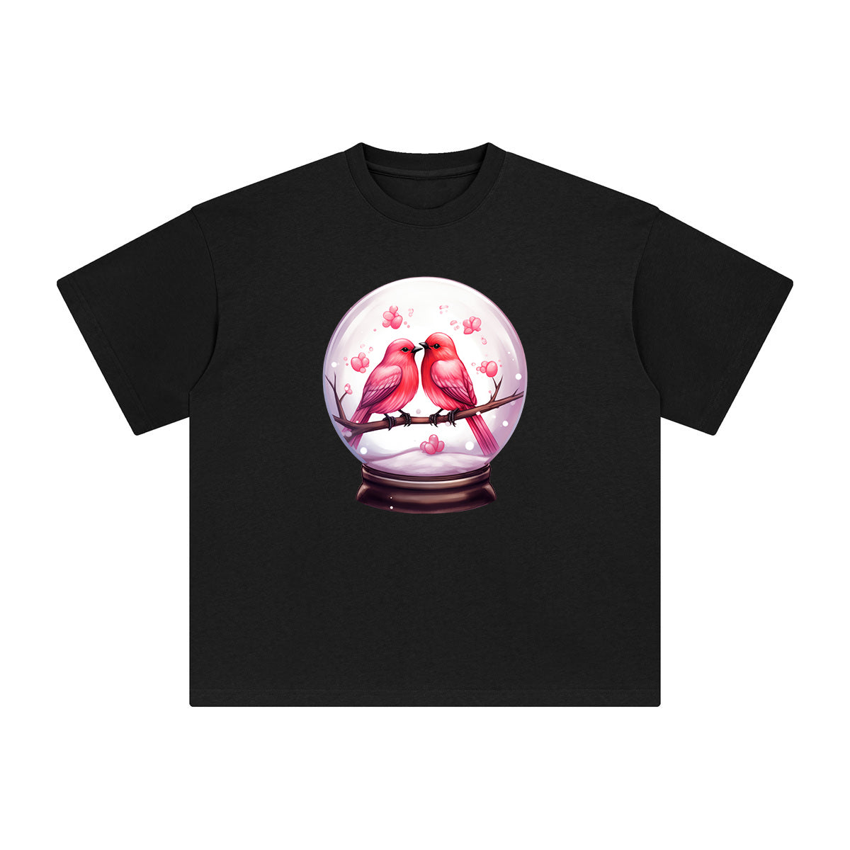 Valentine Birds Globe Graphic Tee-INNBLAC Fashion Apparel