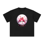 Valentine Birds Globe Graphic Tee-INNBLAC Fashion Apparel