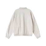 Relaxed Fit Solid Color Polo Neck Sweatshirt