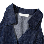 Denim Sleeveless Button-Front Pleated Dress