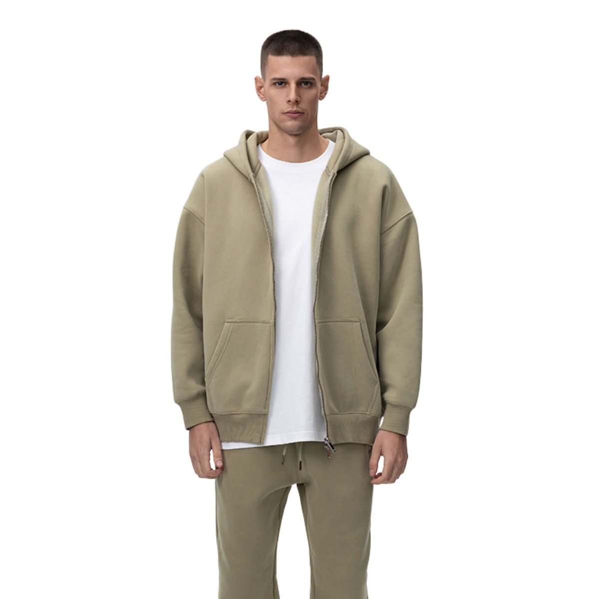 Heavyweight Double-Slider Zipper Fleece Hoodie
