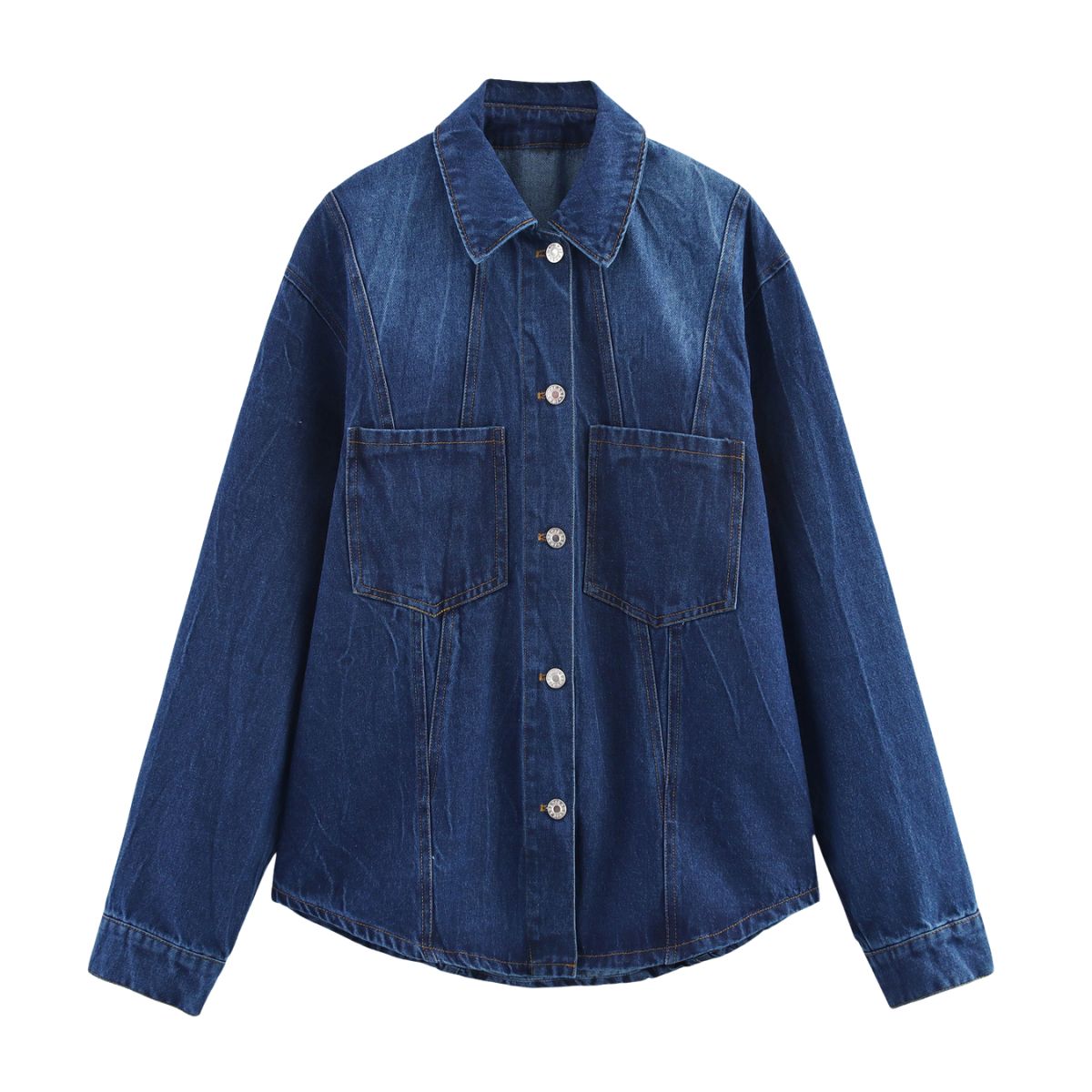 Women's Blue Washed Loose Denim Shirt