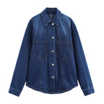 Women's Blue Washed Loose Denim Shirt