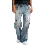 Smoke Rise 3D Graphic Print Baggy Fit Jeans