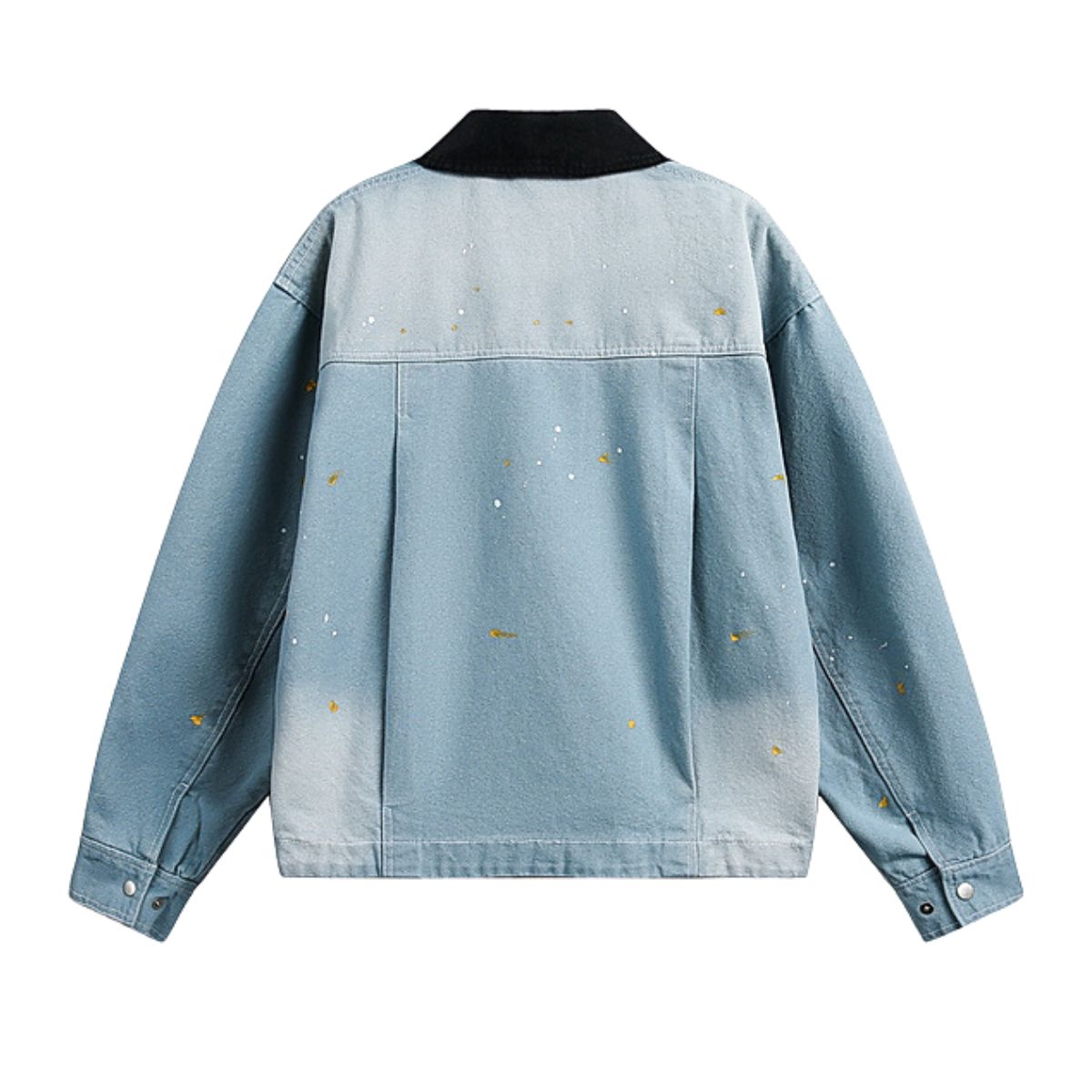 Men's Vintage Washed Splatter Ombre Denim Utility Jacket