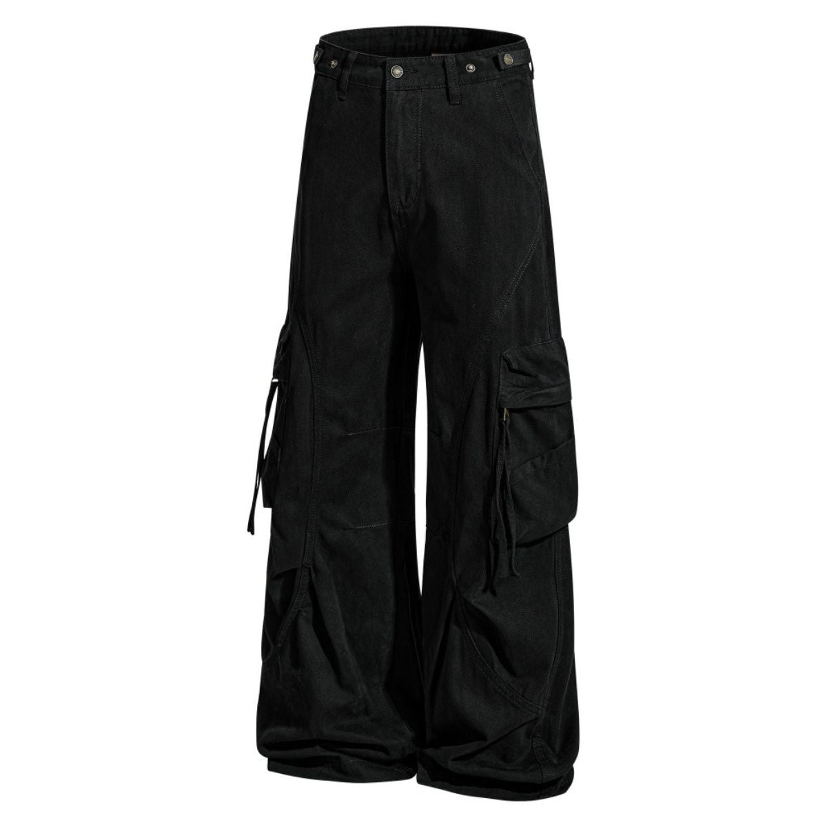 Men's Distressed Washed Denim Cargo Pants Punk Street Loose Zipper