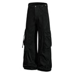 Men's Distressed Washed Denim Cargo Pants Punk Street Loose Zipper