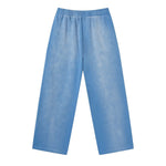Monkey Wash Ripped Distressed Curved Wide Leg Cotton Sweatpants