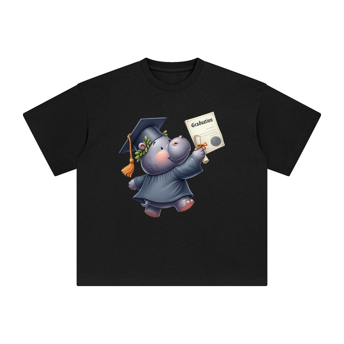 Graduation Hippo Graphic Tee-INNBLAC Fashion Apparel