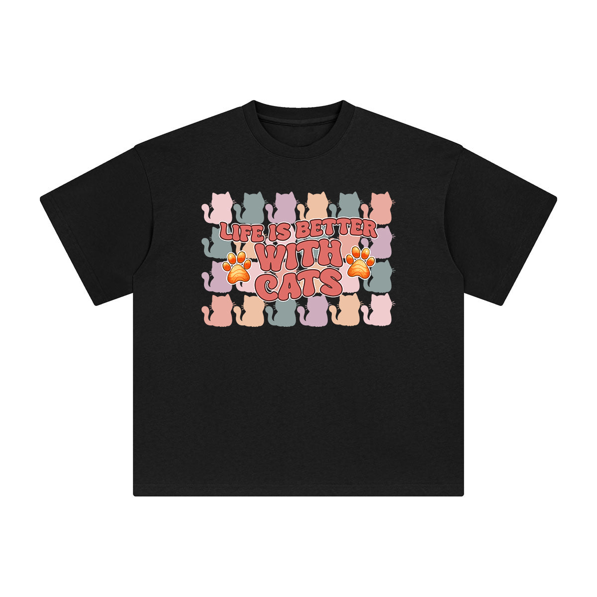 Life Is Better With Cats Graphic Tee-INNBLAC Fashion Apparel
