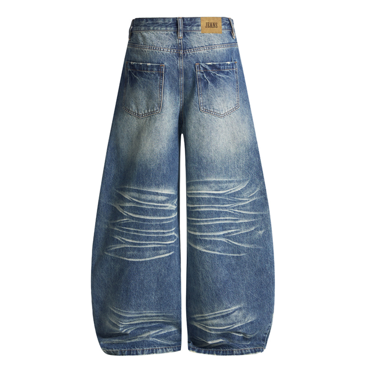 Wide Leg Vintage Washed Distressed Denim Pants