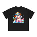 Hippo In Pool Party Graphic Tee-INNBLAC Fashion Apparel