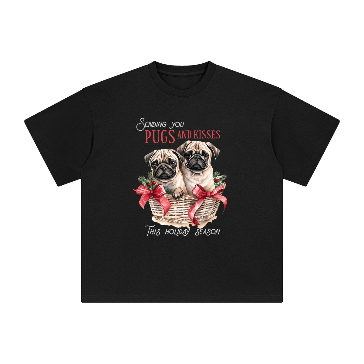 Christmas Pugs Graphic Tee-INNBLAC Fashion Apparel