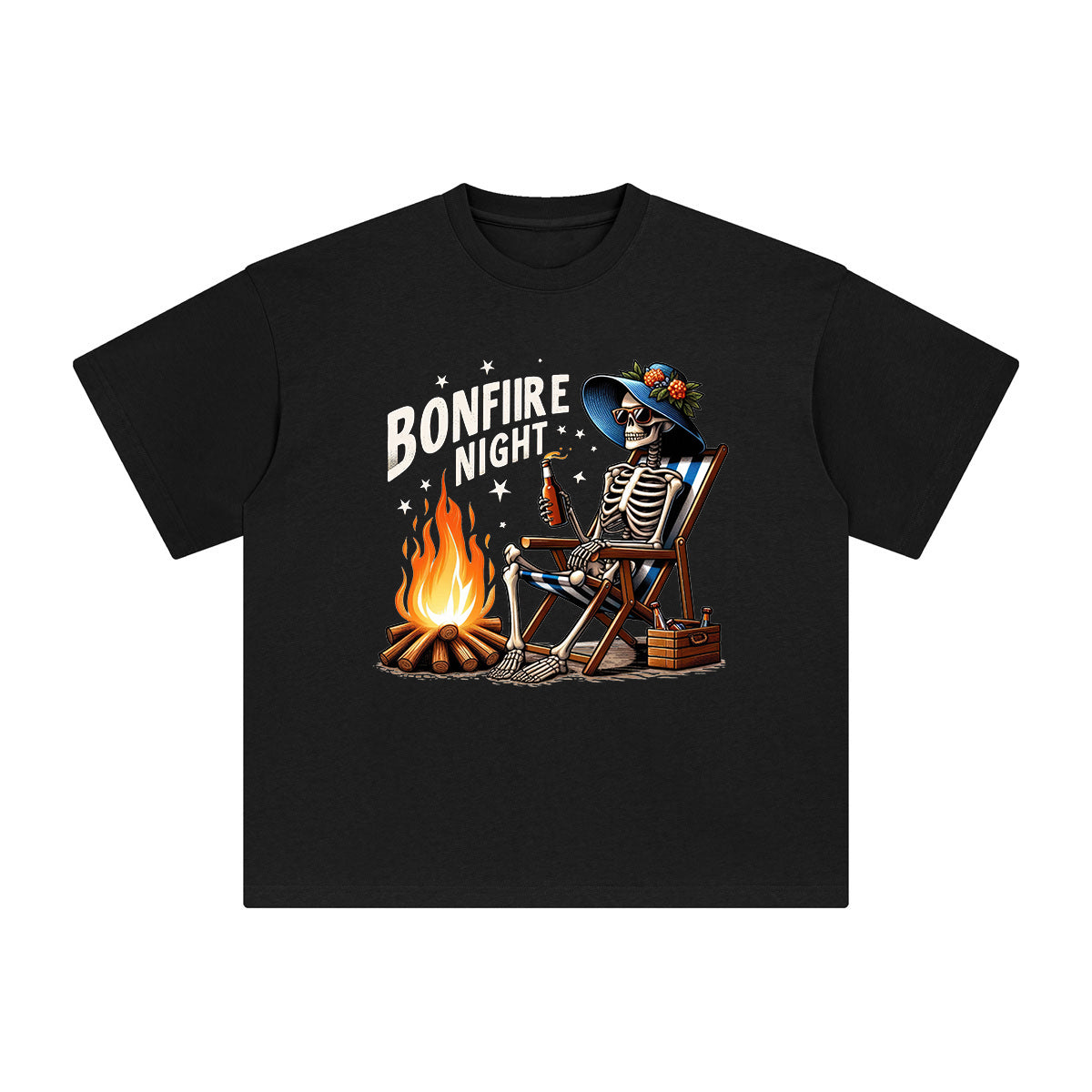 Bonfire Night Skeleton Graphic Tee-INNBLAC Fashion Apparel