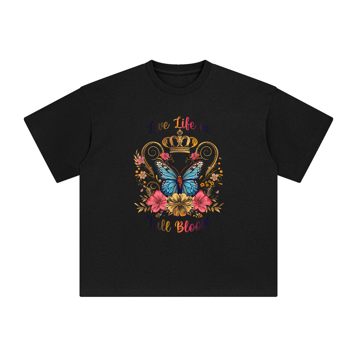 Live Life In Full Bloom Graphic Tee-INNBLAC Fashion Apparel