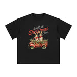 Christmas Rabbits Sitting On Truck Graphic Tee-INNBLAC Fashion Apparel