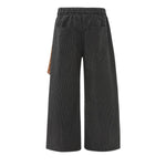 Striped Check Patchwork Relaxed Wide-Leg Lounge Pants
