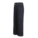 Men's Original Denim Loose Wide-Leg Straight Pants with Contrast Stitching