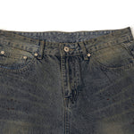 Vintage Wash Ripped Knee Loose Jeans