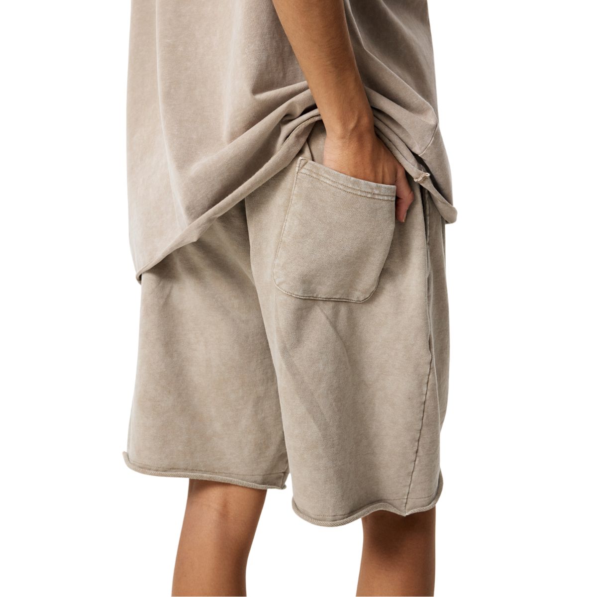 Stone-Wash Raw-Hem Shorts